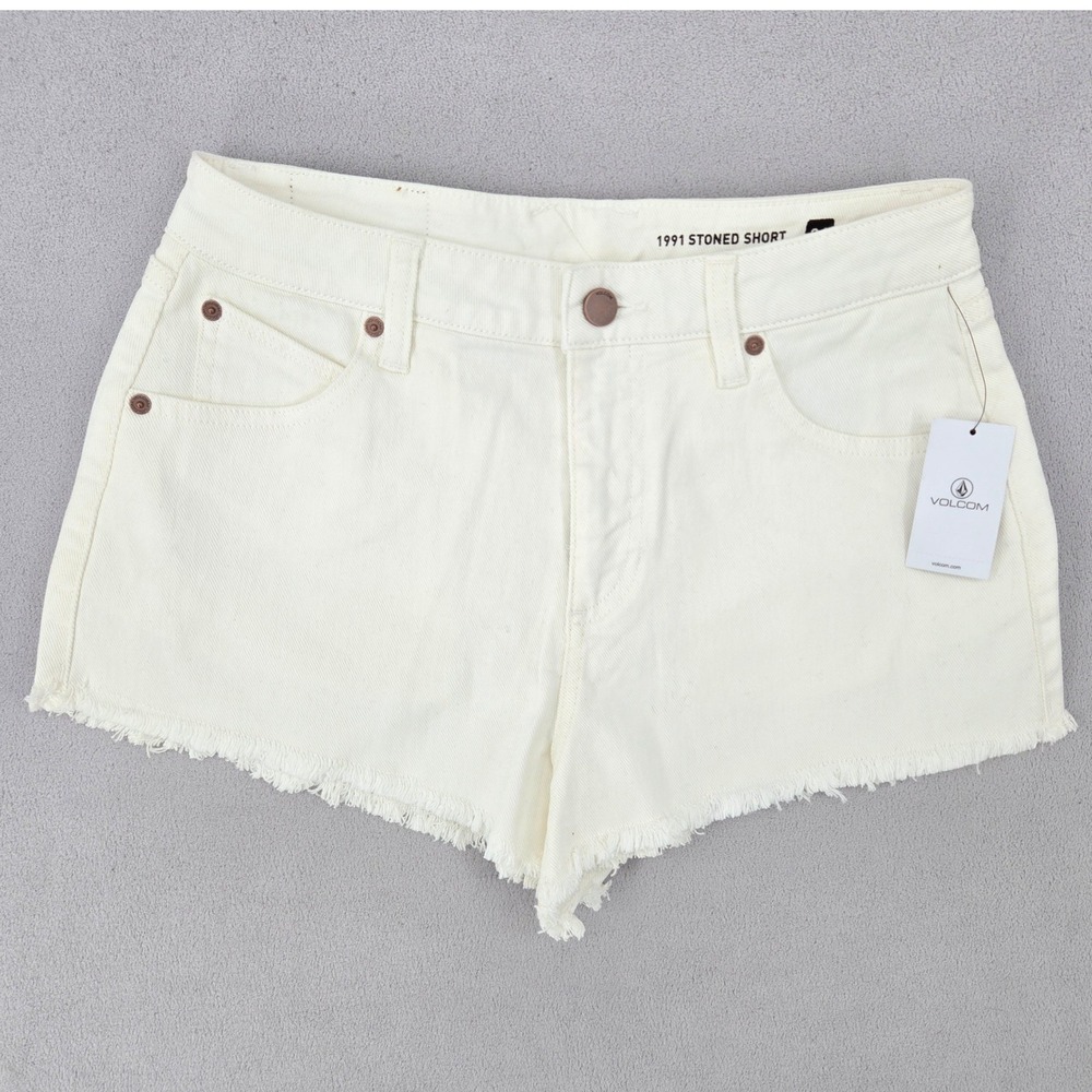 Volcom NWT 26 1991 Stoned Short Womens Star‎ White Denim Skater B2012400